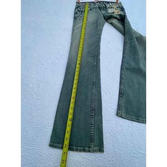 Miss Me Womens Rhinestone Mid Rise Boot Cut Denim Jeans Light Blue Sz 28 - Picture 8 of 16